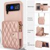 Crossbody Wrist Strap Wallet Card Holder Phone Case for Samsung Galaxy Z Flip 7 6 5 4 Flip6 Flip5 Flip4 Flip3 Leather Bag Cover