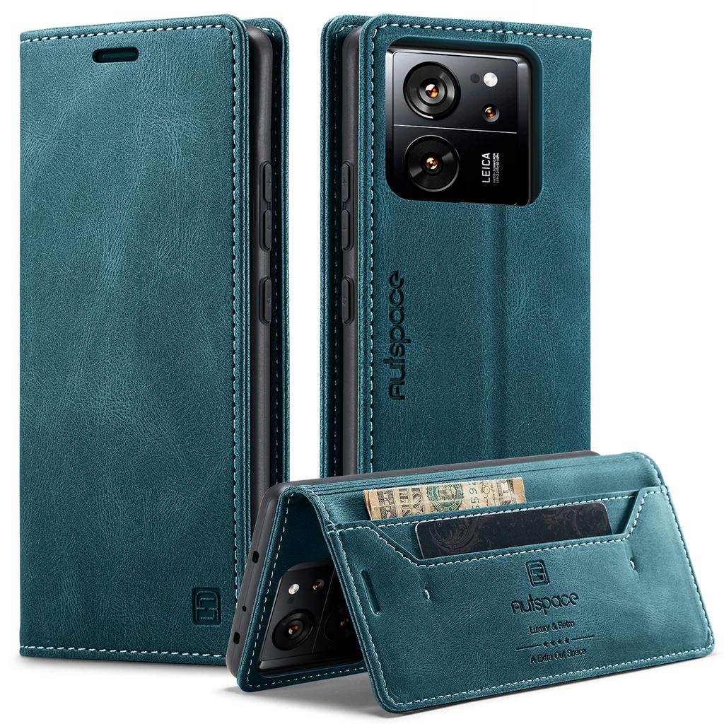 For Xiaomi 13T Pro/Xiaomi 13T Wallet Case AUTSPACE A01 Leather Stand Cover with RFID Blocking Card Holder