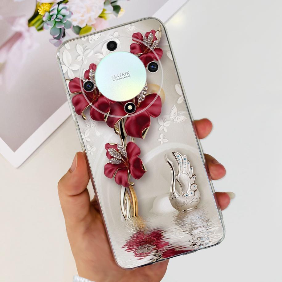 For Honor X9b 5G Case 2023 Fashion Flower Clear Silicone Soft Back Cover For Honor X9a RMO-NX1 Funda HonorX9 X 9 X 9B X 9A Coque