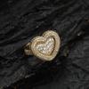 Love Ring, European and American Hip-hop Copper Inlaid Zircon, Women's Personality Popular Ring, Heart Ring.