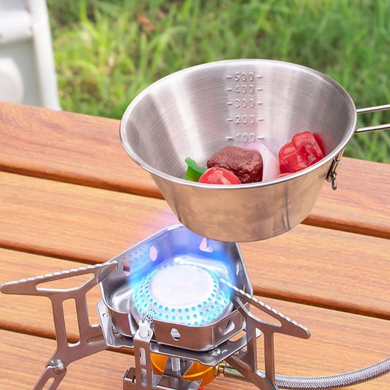Outdoor Cooking Gas Stove with Remote Hose Link, Steel Body and Folding Pot Burners for Camp Meals and Boiling Water