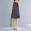 Retro Modified Disc Button Cheongsam Skirt Loose Slimming Sleeveless Printed Dress