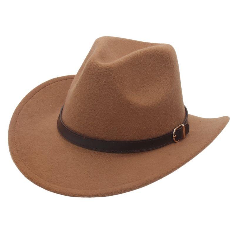 Western Cowboy Hat Upturned Belt Accessories Felt Hat Tibetan Hat Ethnic Style Wear Performance Cashmere Jazz Hat