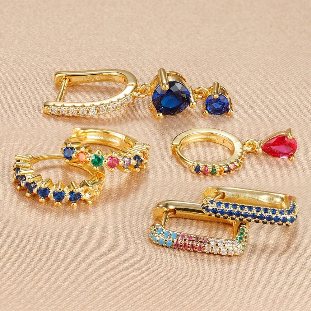 3PCS/Set Minimalist Hoop Earrings Round Shape Dainty Zircon Earrings Trendy Huggie Earrings  Wedding