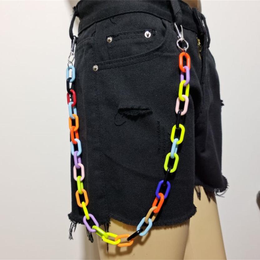 European & American Hip-Hop Style Double-Layer Fluorescent Acrylic Waist Chain with Pendant