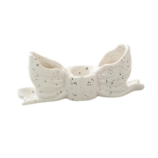 Ceramic Bow Candle Holder Taper Candle Stand Candlestick Table Centerpiece Holiday Party Home Office Desktop Decoration Ornament