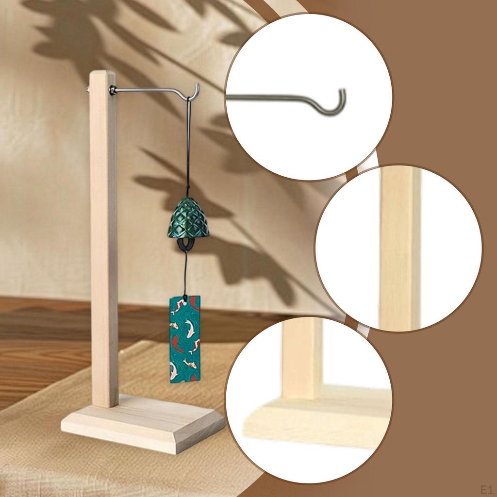 Decorative Wooden Wind Chime Holder Elegant Ornament with Metal Hook Suitable for Living Room