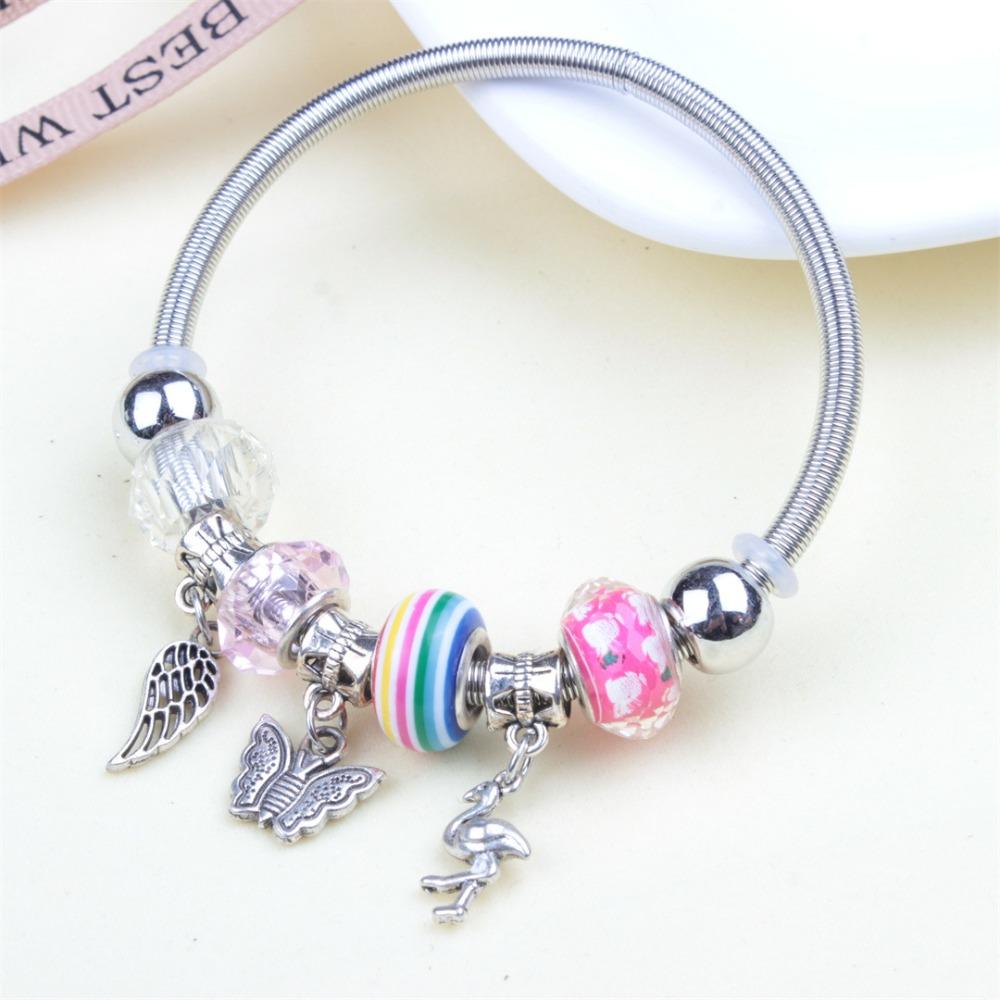 Beaded Bracelet Bangle Multi Element Stainless Steel Copper Alloy Open Spring Snake Bone Chain