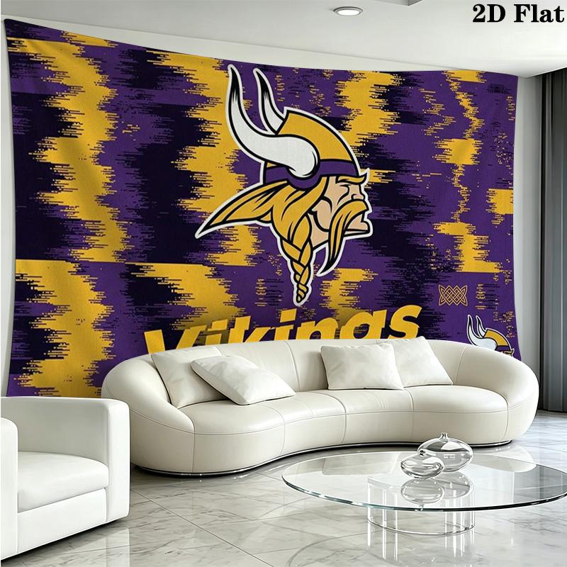 Minnesota Vikings Wandteppich Ästhetischer Wandbehang Bedruckter Stoffdecke Dekorative Wandteppiche für Schlafzimmer Wohnzimmer Heimdekoration