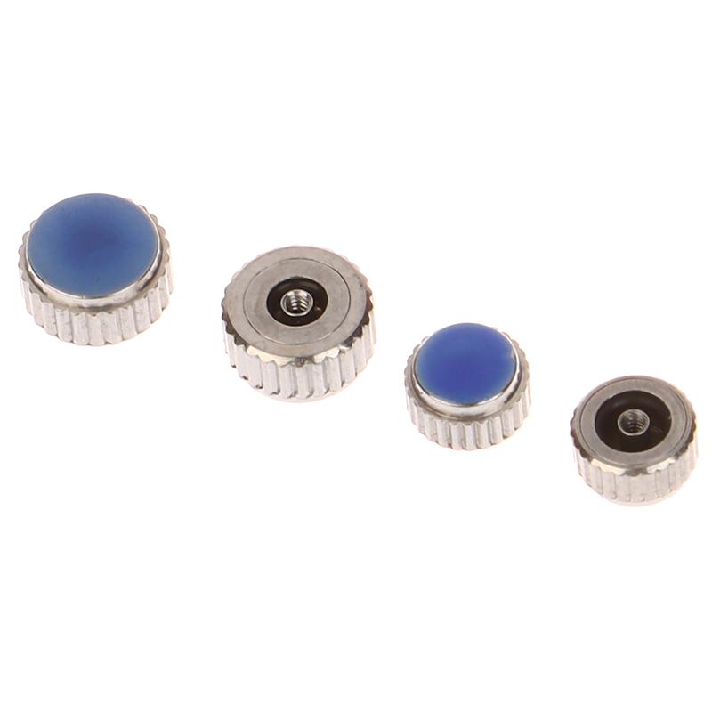 2 Piece Silver Color Steel Watch Crown 4.5Mm-7Mm Head Diameter With Flat Tube For Watches Repair L4429