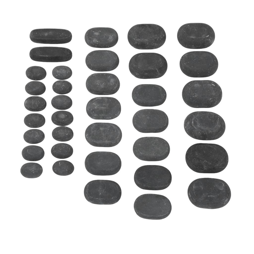 36PCS Basalt Hot Stones Set 4 Sizes Round Shape Body Relaxation Basalt Hot Massage Rocks for SPA