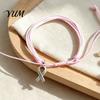 Breast Cancer Awareness Gifts Bracelet for Women, Adjustable Woven String with Handwoven Rope Wristband Ribbon Charm, Handmade Braided Survivor