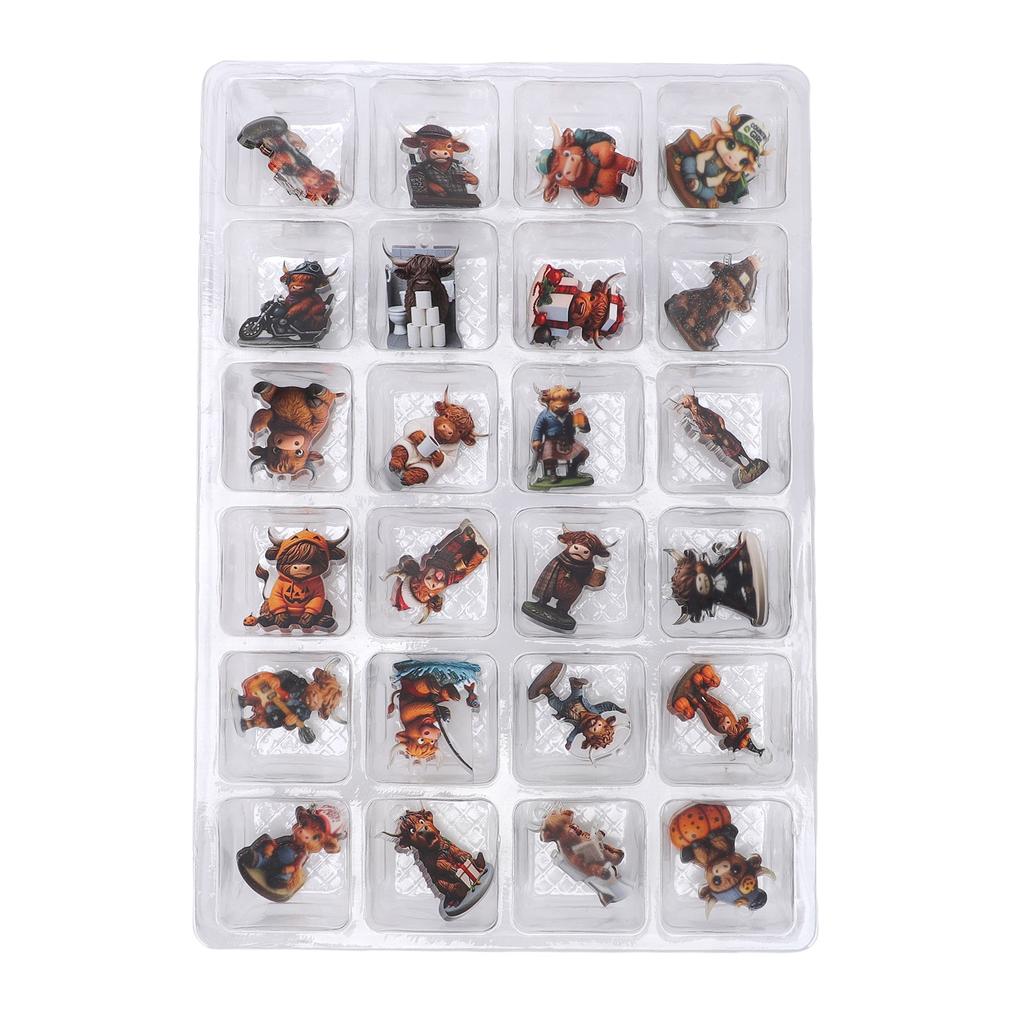 Highland Cow Advent Calendar 2025 Fun 24 Days Xmas Countdown Calendar Highland Cow Xmas Hanging Ornaments for Tree Home