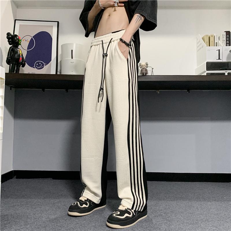 Men's Striped Casual Wide-Leg Pants: Korean Style Summer Trousers for Students and Trendsetters