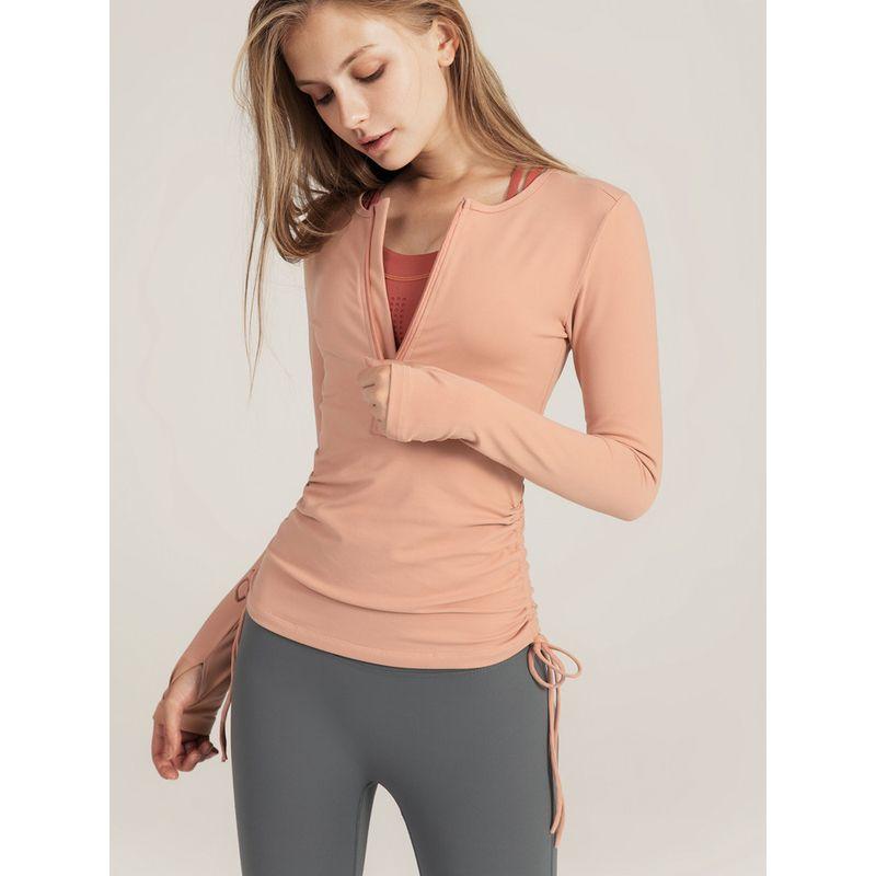 Color Discount 190804 Fashion Drawstring Long Sleeve Yoga Wear Casual Slim Fit and Quick-Drying Running Sports Workout Clothes for Women