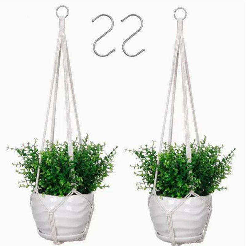 Plant Hanger with Hooks Outdoor Hanging Planter for Plants Holder with Decorative Wood Beads Home Decor 2PCS