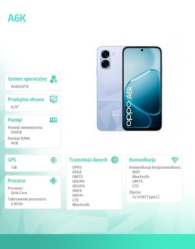 Smartphone A6k 4G 4/256Go CPH2891 violet clair