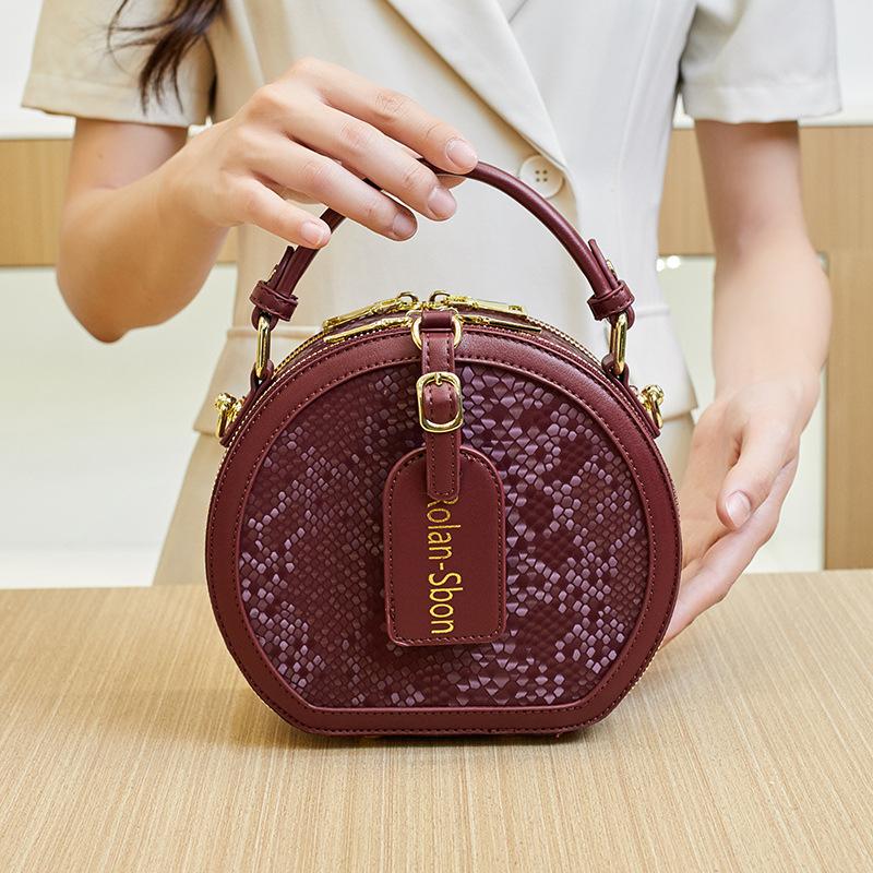 

Сумка через плечо, женская сумка с принтом, сумка на одно плечо, модная и универсальная круглая сумка-ведро, дамская сумка красный