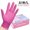 100PCS Pink Nitrile Disposable Gloves Powder & Latex Free Gloves for Kitchen Cooking Household Beauty Petcare Hair Dye Gloves