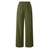 Women's Fashionable Color Button Elastic Waist Straight Tube High Waist Pocket Cotton Linen Casual Pants