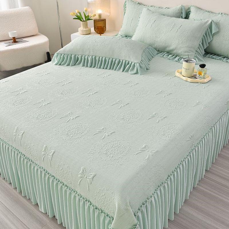 Machine Washable Summer Ice Silk Bed Skirt Cooling Mat Set