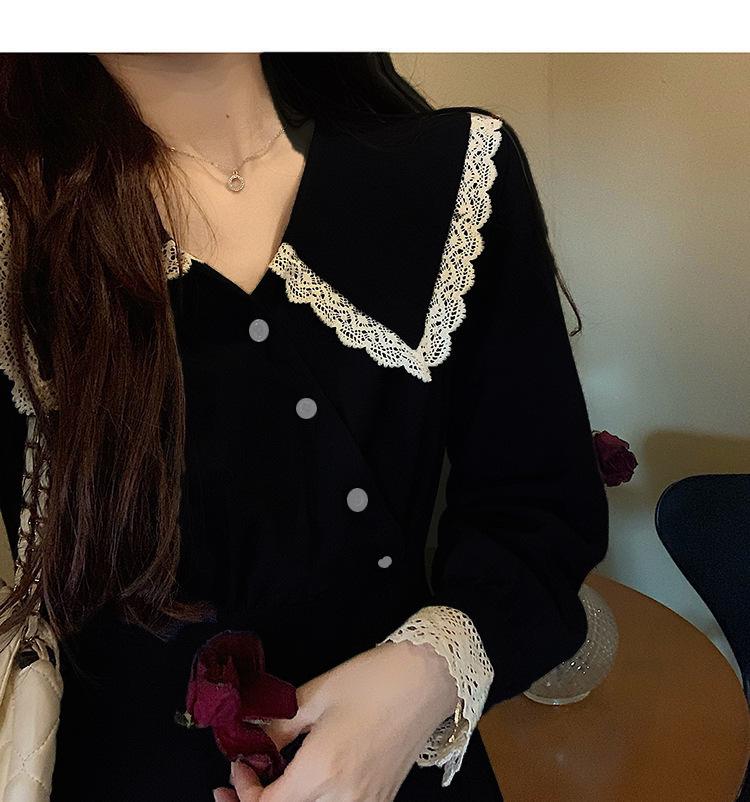 2024 Spring Retro French Slimming Long Sleeve Dress for Women