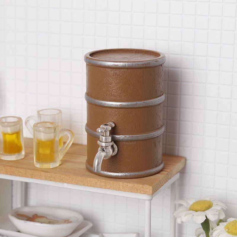 1:12 Dollhouse Miniature Simulation Red Wine Barrel Furniture Home Model Decor Toy Doll House Accessories