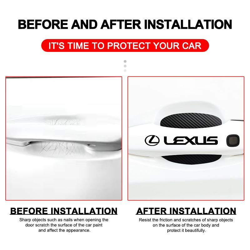 8Pcs Car Door Sticker Auto Handle Anti Scratch Protection Film Car Styling For Lexus CT ES LS GS IS HS NX RX UX GX LX RC RCF SC LFA LF-C2 LF-FC LF-LC