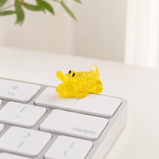 24Pcs Luminous Ornament, Mini Crocodile Shape Soft Jelly Texture Resin Figure, DIY Accessories Night Glow Toy, Random Color