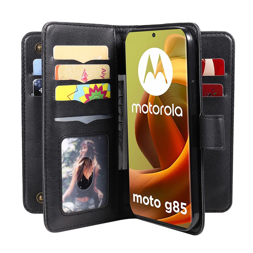 For Motorola Moto G85 5G/S50 Neo 5G Leather Case with 10 Card Holder Phone Cover Stand