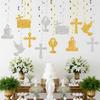 Spirals Hangings Suitable For Communion Handmade Crosses Doves Streamers Elegant Handmade Ceiling Decorations