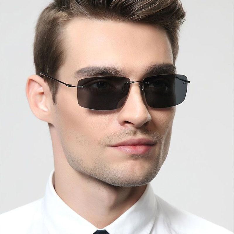 Non-polarized Men Ultralight Rimless Square Sunglasses Fashion Women Lightweight Driving Sun Glasses