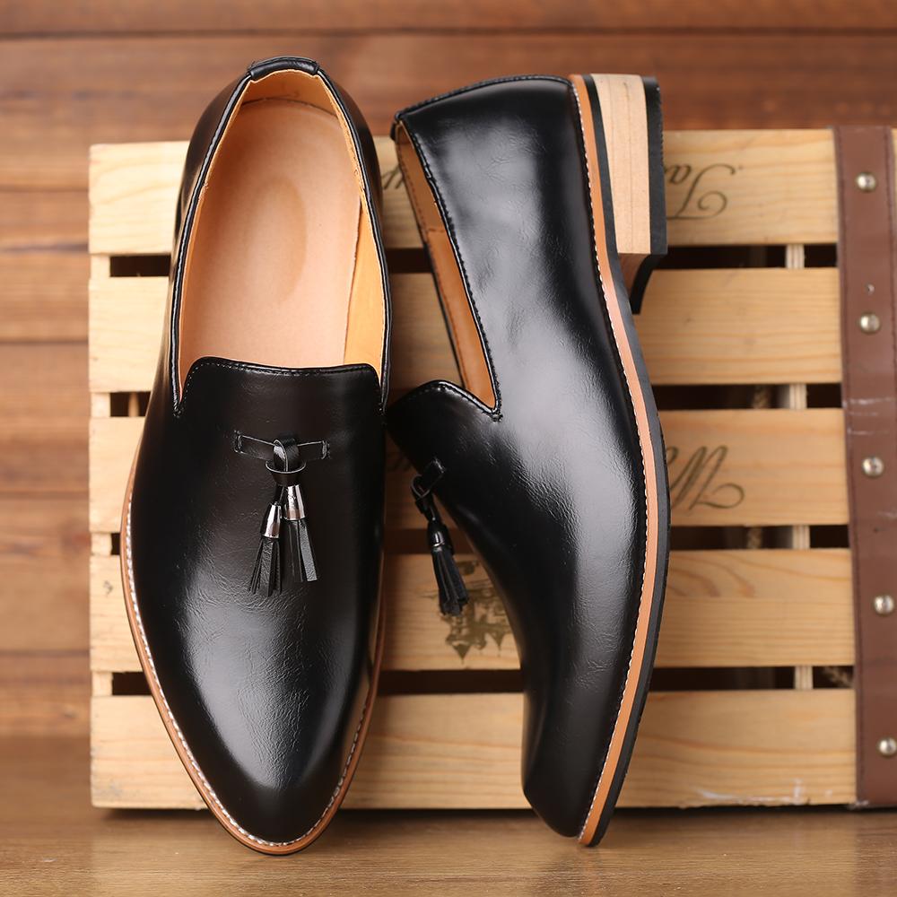 Fashion Handmade Men's Leather Shoes Casual Shoes Elegantes Men Loafers Office Formal Dress Flats Outdoor Driving Shoes Tassel Moccasins