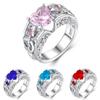 Elegant Women Ladies Rhinestone Princess Heart Shape Jewelry Wedding Ring