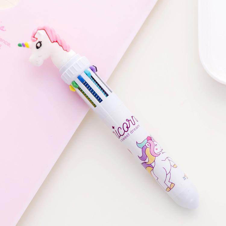Korean Cartoon Dinosaur & Hippo 10-Color Multifunctional Ballpoint Pen for Students