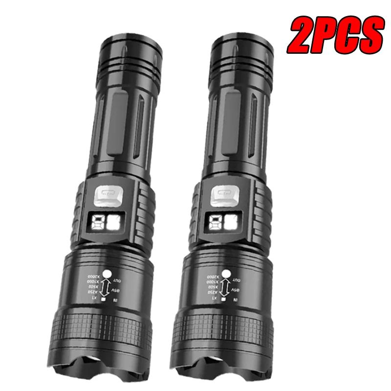 High Strong Power Led Flashlights 20000LM Portable Tactical Emergency Torch Type-C Rechargeable Camping Fishing Zoom Lantern