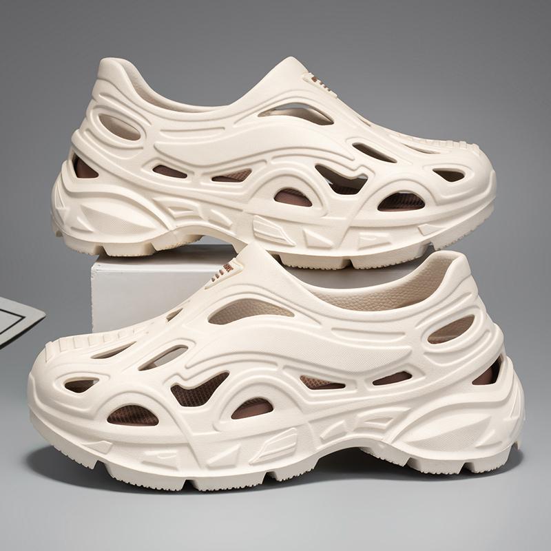 Un Par de Zuecos Nuevos Resistentes al Desgaste para Hombre, Zapatos Bajos Huecos Antideslizantes de Verano para Hombre, Zapatos Sandalia de Felpa Cómodos para Exteriores