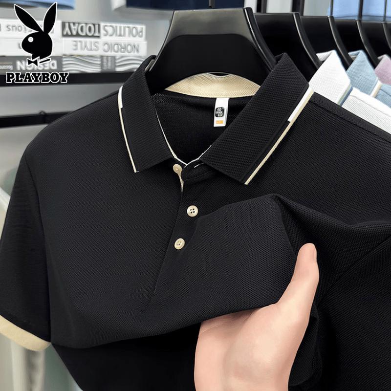 PLAYBOY Men's Cotton Breathable Polo Shirt