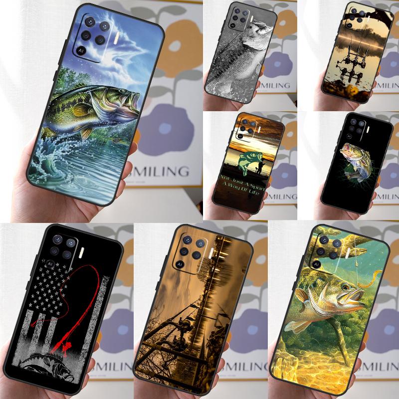 Bass Fishing Case For OPPO A96 A76 A16 A98 A78 A58 A5 A9 A15 A17 A77 A52 A72 A53S A57S A54 A74 A94 Cover