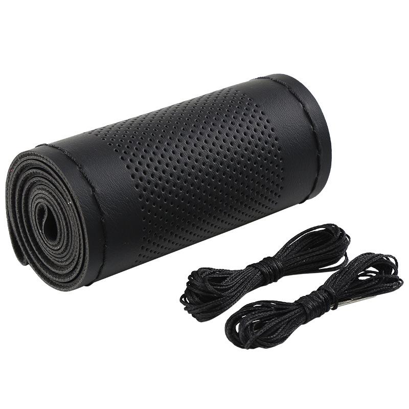 Car Steering Wheel Covers with Needles and DIY Braid Thread Non-Slip Soft Artificial Leather Auto Accessories Suitable for 38cm
