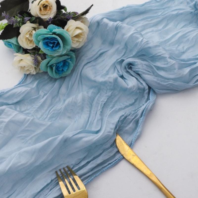 Bohemian Twist Tiulowy Bieżnik na Stół - Pomarszczona Elegancja na Wesela i Imprezy