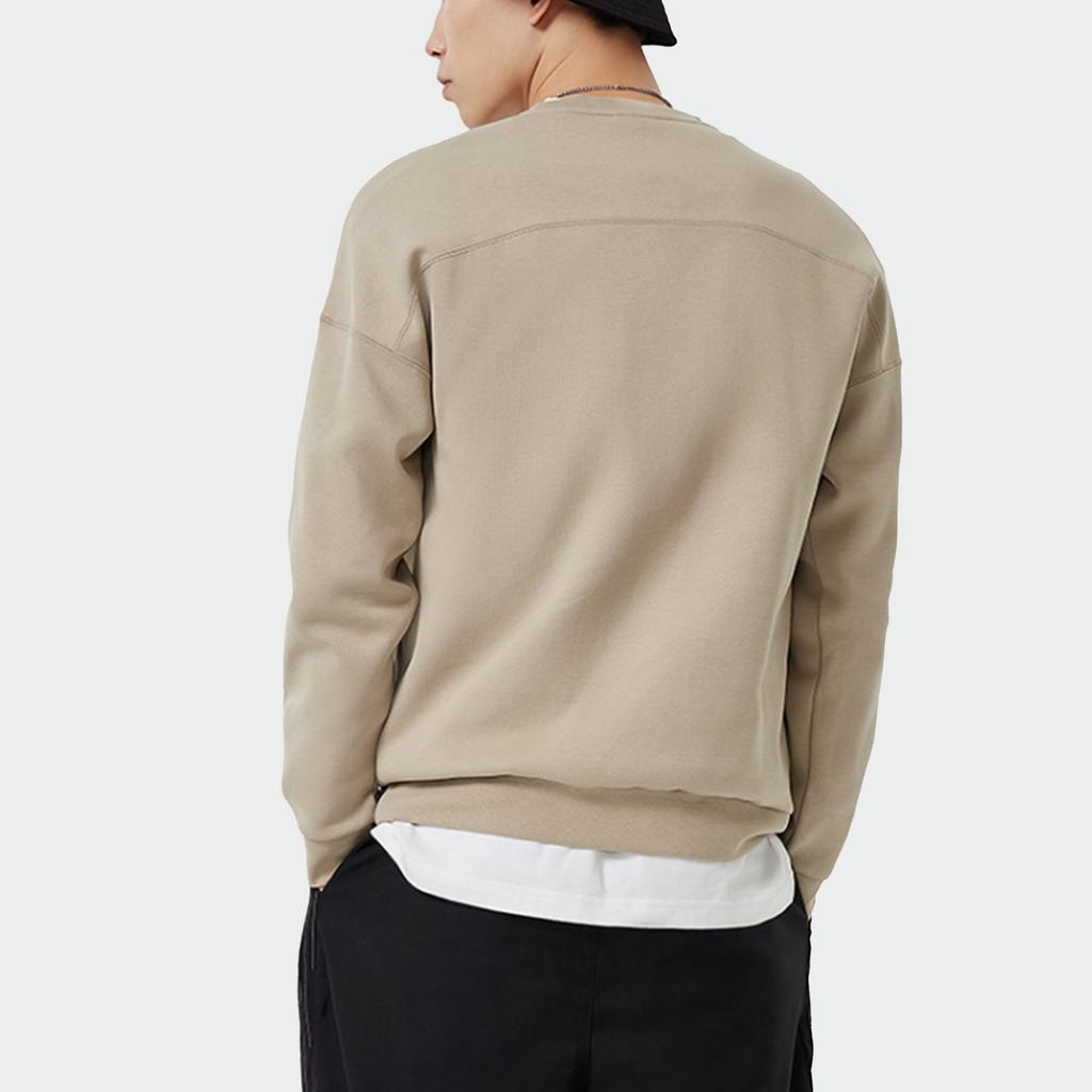 Li Ning BADFIVE Sweatshirts Men's Medium Khaki Crew Neck Moderate Regular AWDQ751-1