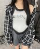 WEGO Figments Hooded Over Check Black Shirt, Women's,