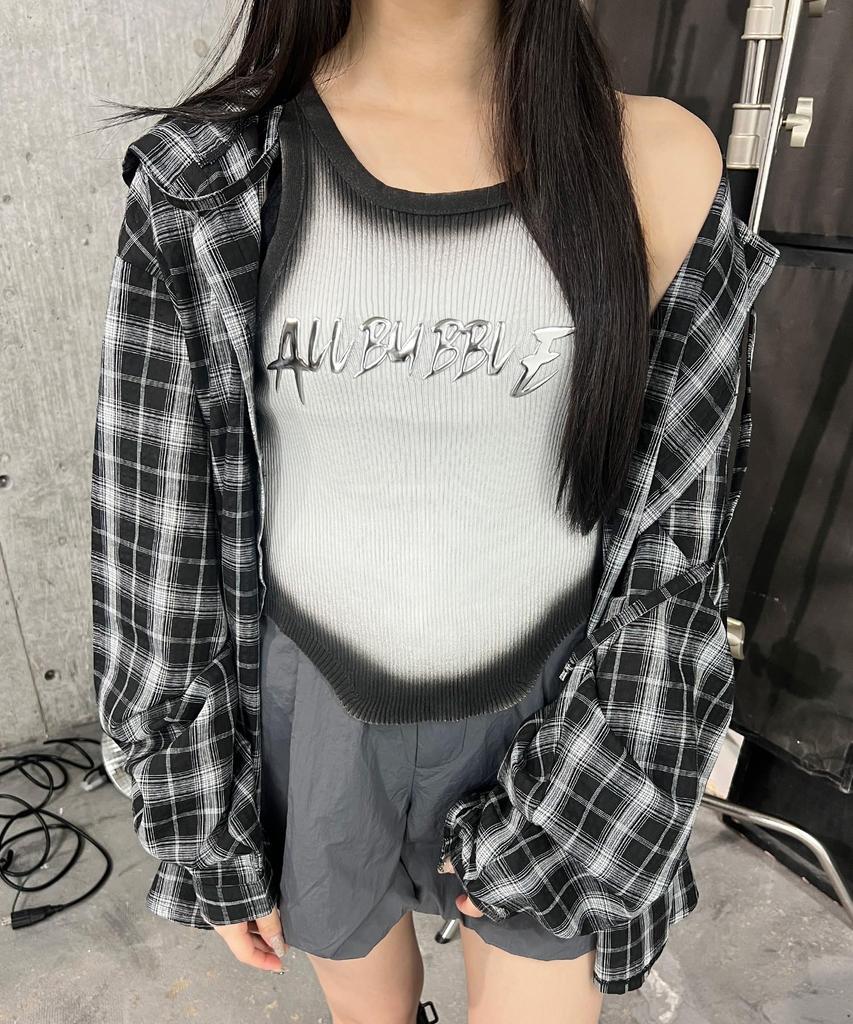WEGO Figments Hooded Over Check Black Shirt, Women's,
