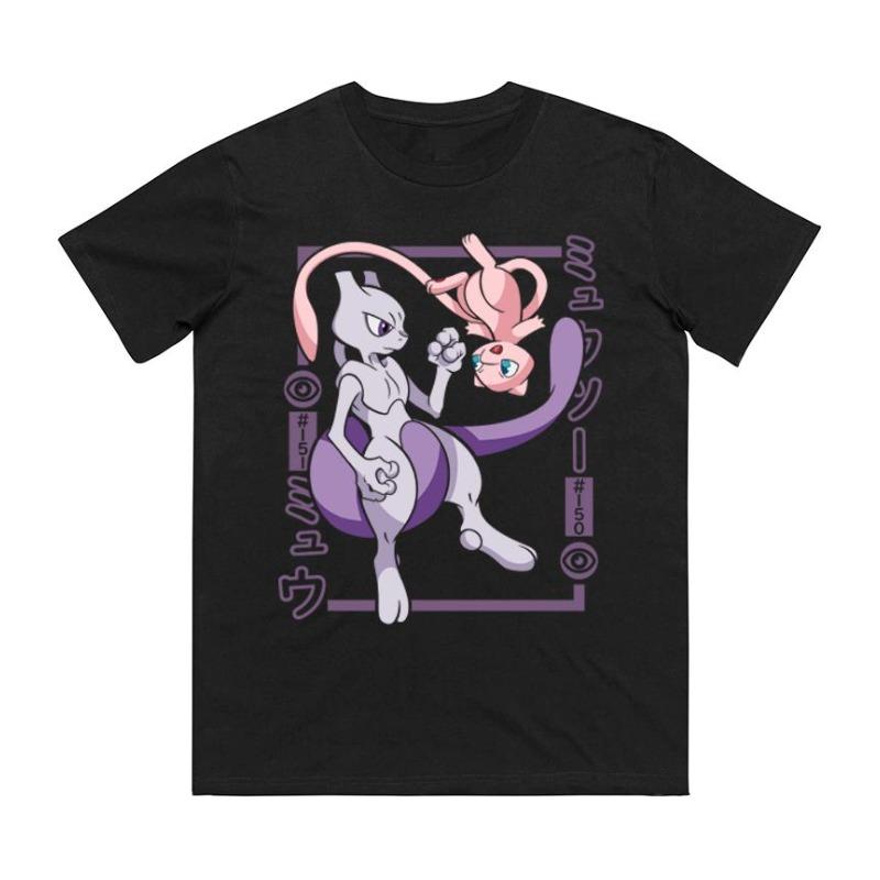 Mewtwo Mew Printed Pure Cotton T-shirt for Men and Women Spring/Summer New Collection Fashion Short Sleeved Shirt