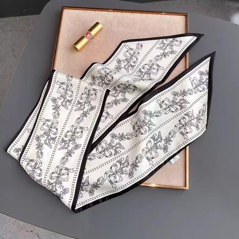Small silk scarf women's long square scarf with shirt decoration neck guard, scarf accessories, tie, summer streamer ribbon.