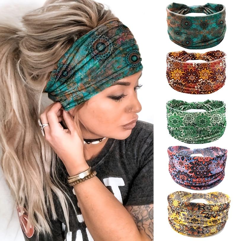 1pz Cerchietto da Yoga da Donna con Stampa Mandala - Elastico Traspirante per Fitness, Yoga e Uso Quotidiano, Design Floreale Vivace, Vestibilità Sicura per lo Stile di Vita