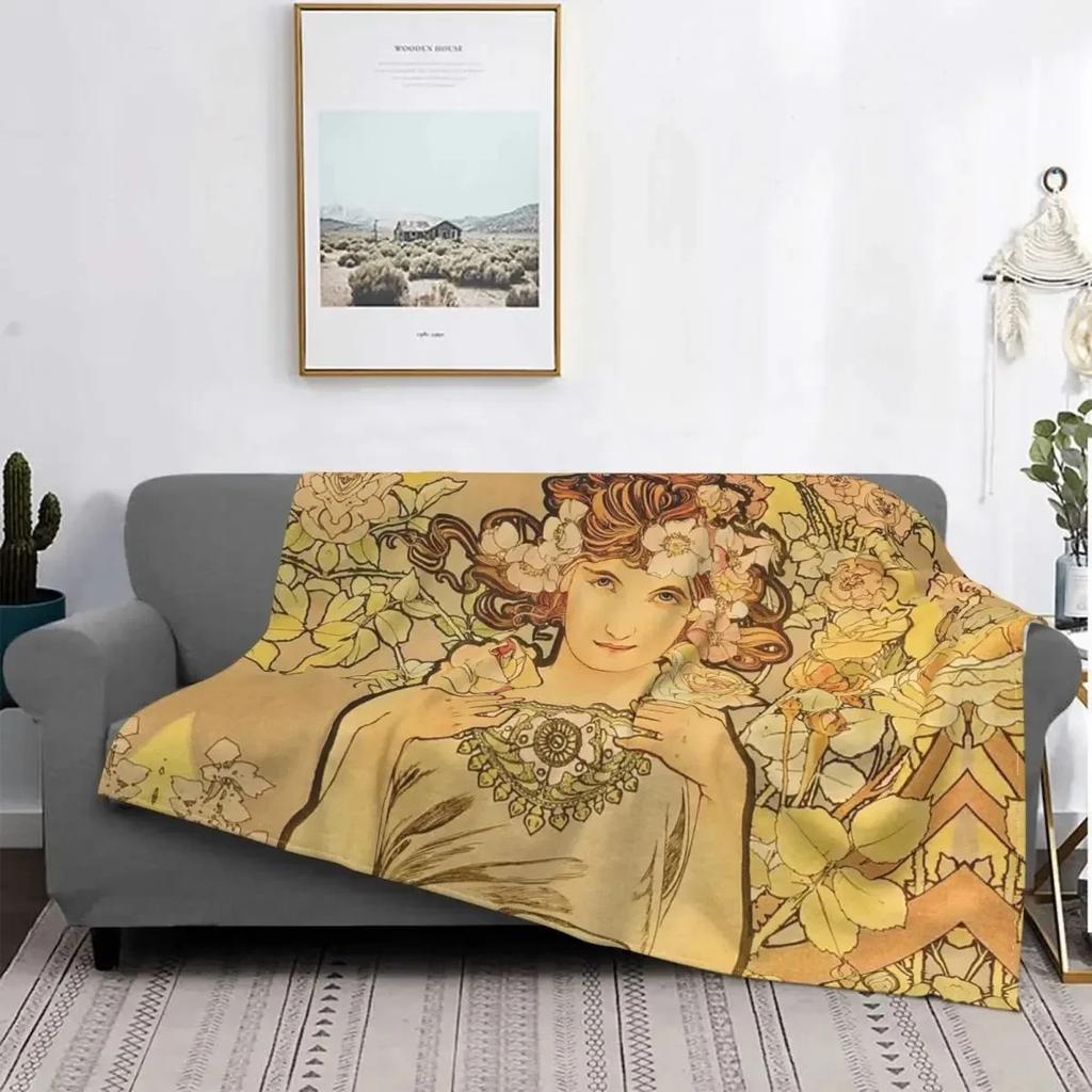 Renaissance Art Painting Blanket Medieval Vintage European Aesthetic Warm Comfortable Flannel Throw Blanket Art Women Blankets