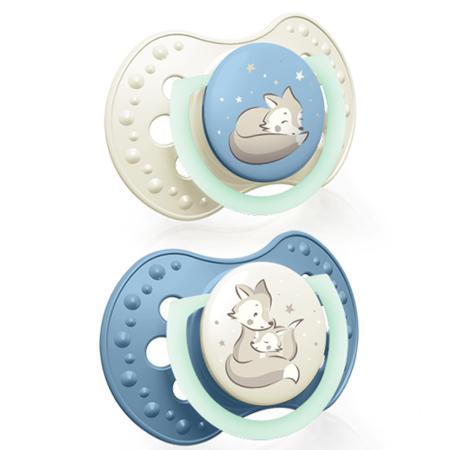 LOVI 22/916 Dynamic silicone pacifier 18+m 2 pcs Night&Day boy