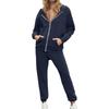 Women's 2-piece Hooded Tracksuit Set With Zip-up Casual Sweatpants And Tracksuit